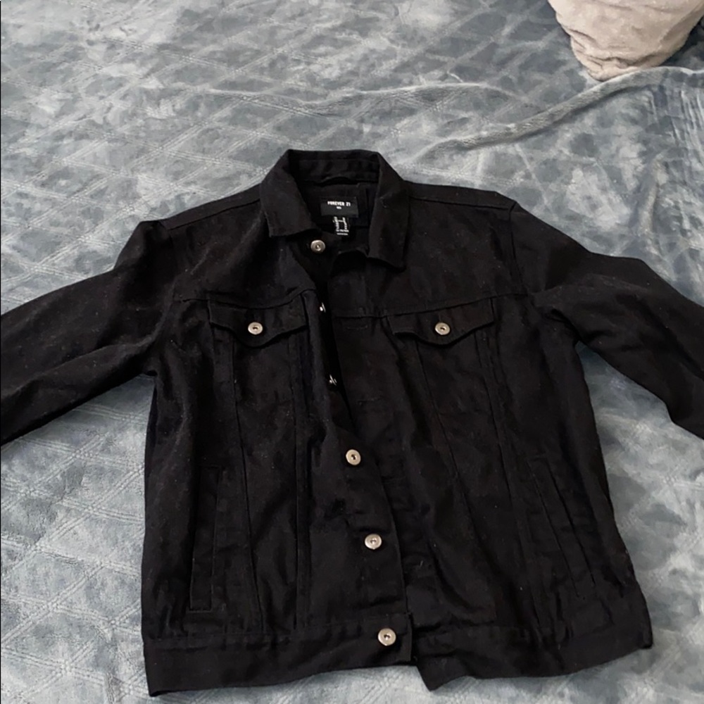 Mens Forever 21 black jean jacket